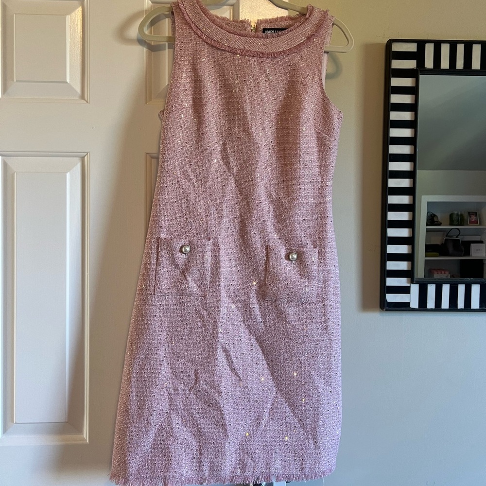 Karl Lagerfeld Pink Work Dress Tweed